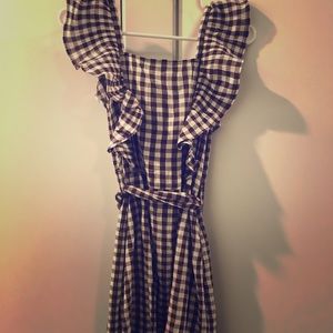 Brown and white gingham dress